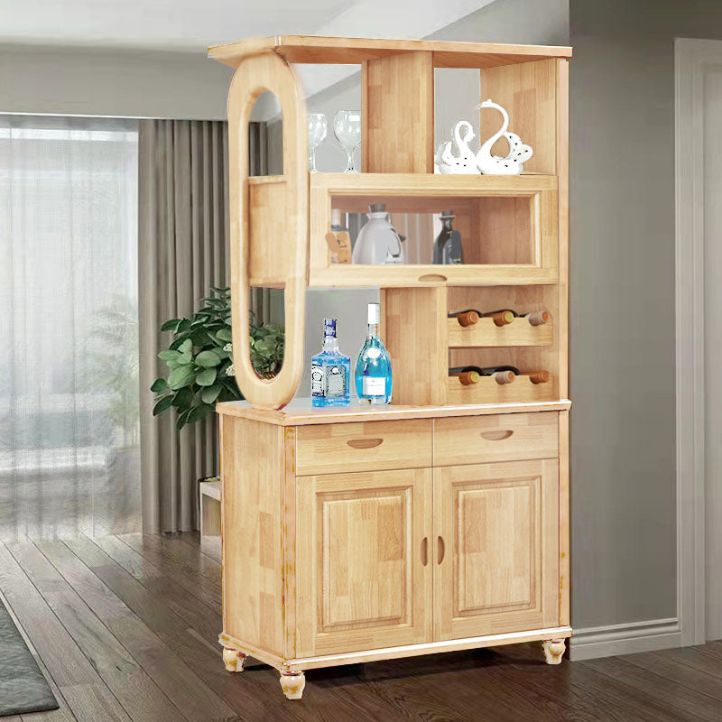 Rectángulo de madera maciza 76.77 "Gabinete de acento de alto con cajones y puertas