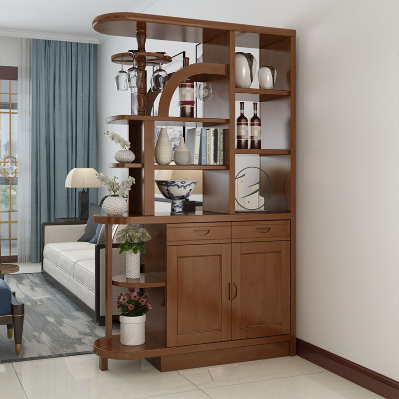 Contemporary 2-drawer Solid Wood 74.8" Tall Accent Cabinet with Doors 47"L x 15"W x 75"H Walnut Clearhalo 'Cabinets & Chests' 'cabinets_chests' 'furn' 'furn_cabinets_chests' 'Furniture' 'Living Room Furniture' 7823515