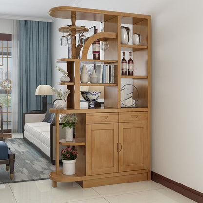 Contemporary 2-drawer Solid Wood 74.8" Tall Accent Cabinet with Doors 47"L x 15"W x 75"H Natural Clearhalo 'Cabinets & Chests' 'cabinets_chests' 'furn' 'furn_cabinets_chests' 'Furniture' 'Living Room Furniture' 7823520