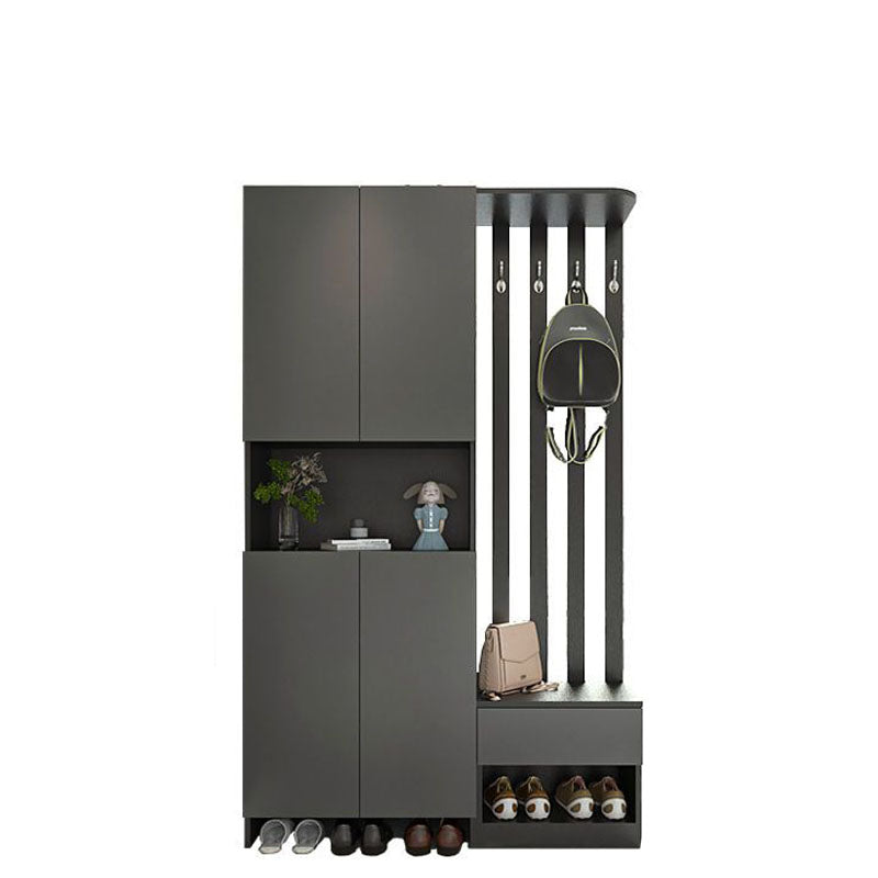 Modern 2-door Wood 78.74" Tall Accent Cabinet with Drawer for Living Room 47"L x 14"W x 79"H Black Left Cabinet Clearhalo 'Cabinets & Chests' 'cabinets_chests' 'furn' 'furn_cabinets_chests' 'Furniture' 'Living Room Furniture' 7823596