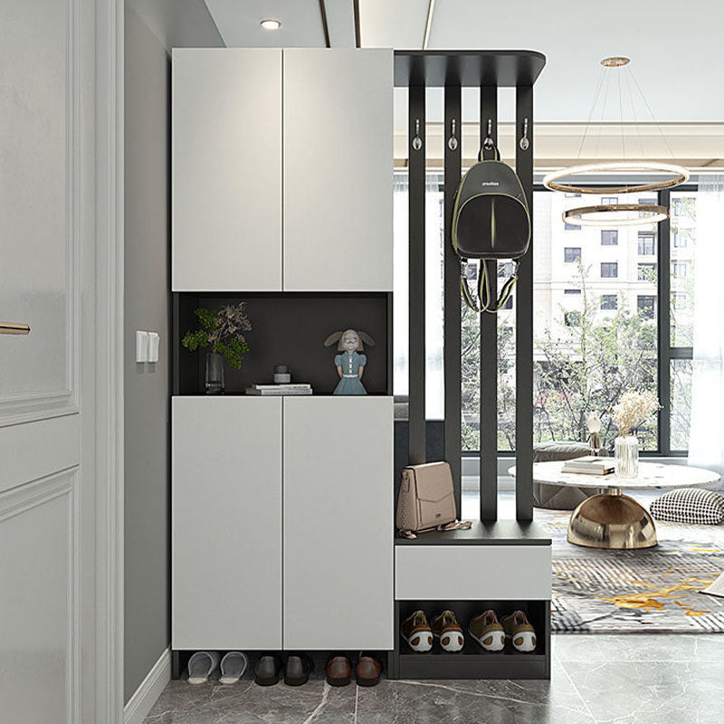 Modern 2-door Wood 78.74" Tall Accent Cabinet with Drawer for Living Room 47"L x 14"W x 79"H Black-White Left Cabinet Clearhalo 'Cabinets & Chests' 'cabinets_chests' 'furn' 'furn_cabinets_chests' 'Furniture' 'Living Room Furniture' 7823598