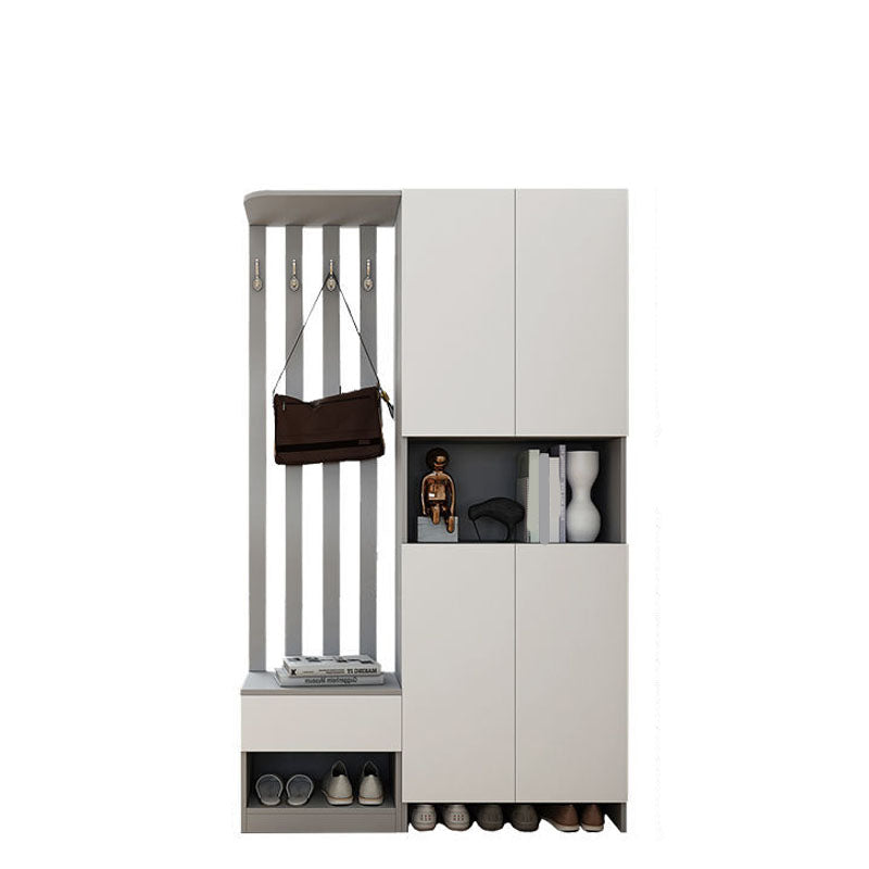 Modern 2-door Wood 78.74" Tall Accent Cabinet with Drawer for Living Room 47"L x 14"W x 79"H Light Gray Beige Right Cabinet Clearhalo 'Cabinets & Chests' 'cabinets_chests' 'furn' 'furn_cabinets_chests' 'Furniture' 'Living Room Furniture' 7823601