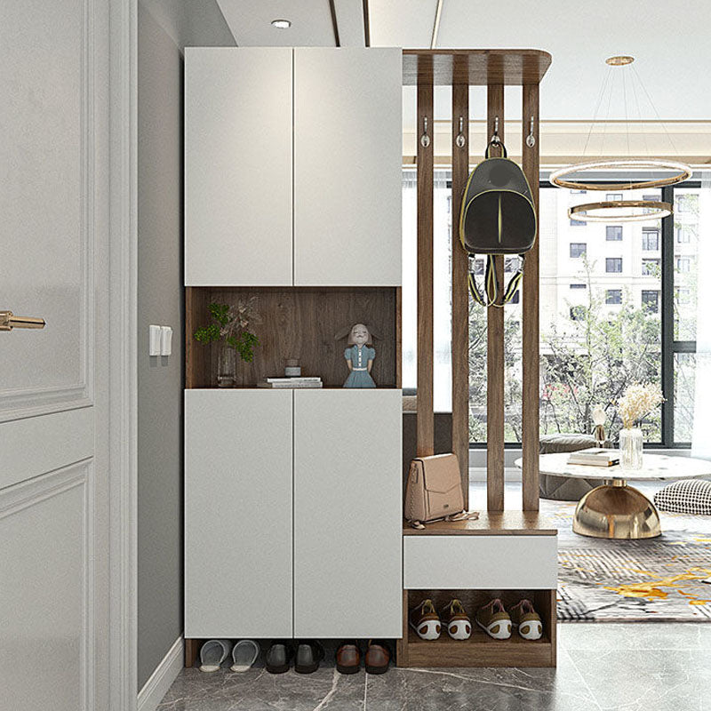 Modern 2-door Wood 78.74" Tall Accent Cabinet with Drawer for Living Room 47"L x 14"W x 79"H Brown White Left Cabinet Clearhalo 'Cabinets & Chests' 'cabinets_chests' 'furn' 'furn_cabinets_chests' 'Furniture' 'Living Room Furniture' 7823606