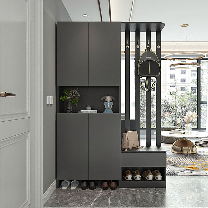 Modern 2-door Wood 78.74" Tall Accent Cabinet with Drawer for Living Room 55"L x 14"W x 79"H Black Left Cabinet Clearhalo 'Cabinets & Chests' 'cabinets_chests' 'furn' 'furn_cabinets_chests' 'Furniture' 'Living Room Furniture' 7823608