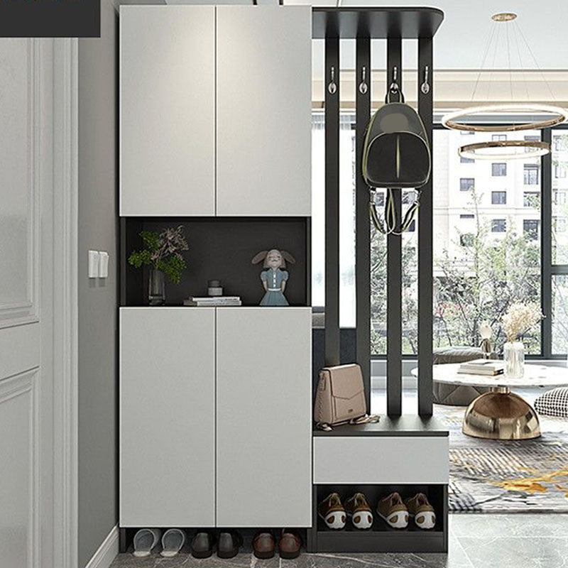 Modern 2-door Wood 78.74" Tall Accent Cabinet with Drawer for Living Room 55"L x 14"W x 79"H Black-White Left Cabinet Clearhalo 'Cabinets & Chests' 'cabinets_chests' 'furn' 'furn_cabinets_chests' 'Furniture' 'Living Room Furniture' 7823610