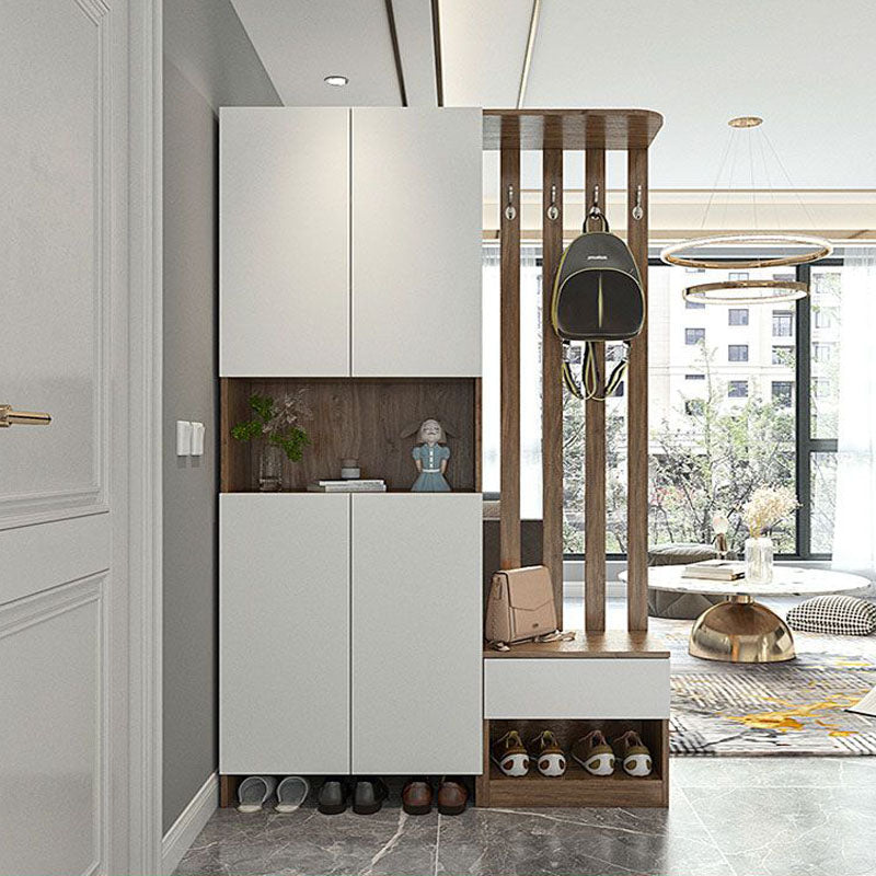 Modern 2-door Wood 78.74" Tall Accent Cabinet with Drawer for Living Room 55"L x 14"W x 79"H Brown White Left Cabinet Clearhalo 'Cabinets & Chests' 'cabinets_chests' 'furn' 'furn_cabinets_chests' 'Furniture' 'Living Room Furniture' 7823613