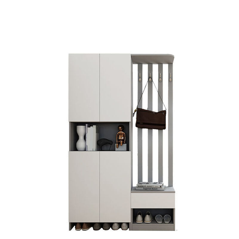 Modern 2-door Wood 78.74" Tall Accent Cabinet with Drawer for Living Room 47"L x 14"W x 79"H Light Gray Beige Left Cabinet Clearhalo 'Cabinets & Chests' 'cabinets_chests' 'furn' 'furn_cabinets_chests' 'Furniture' 'Living Room Furniture' 7823614