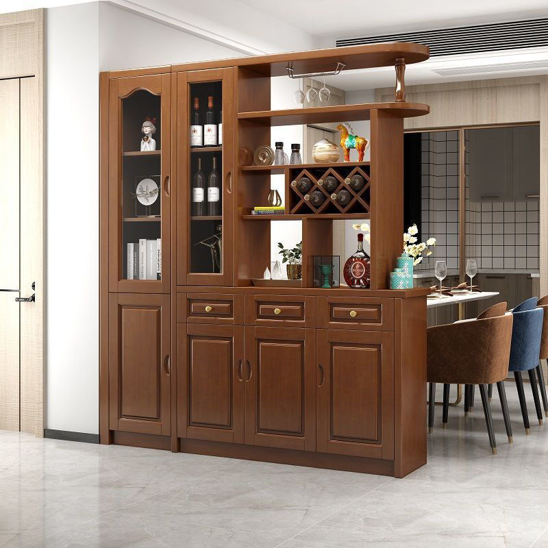 3-drawer Solid Wood Cabinet 15.74" Wide Accent Cabinet Doors 63"L x 16"W x 79"H Walnut Clearhalo 'Cabinets & Chests' 'cabinets_chests' 'furn' 'furn_cabinets_chests' 'Furniture' 'Living Room Furniture' 7823632