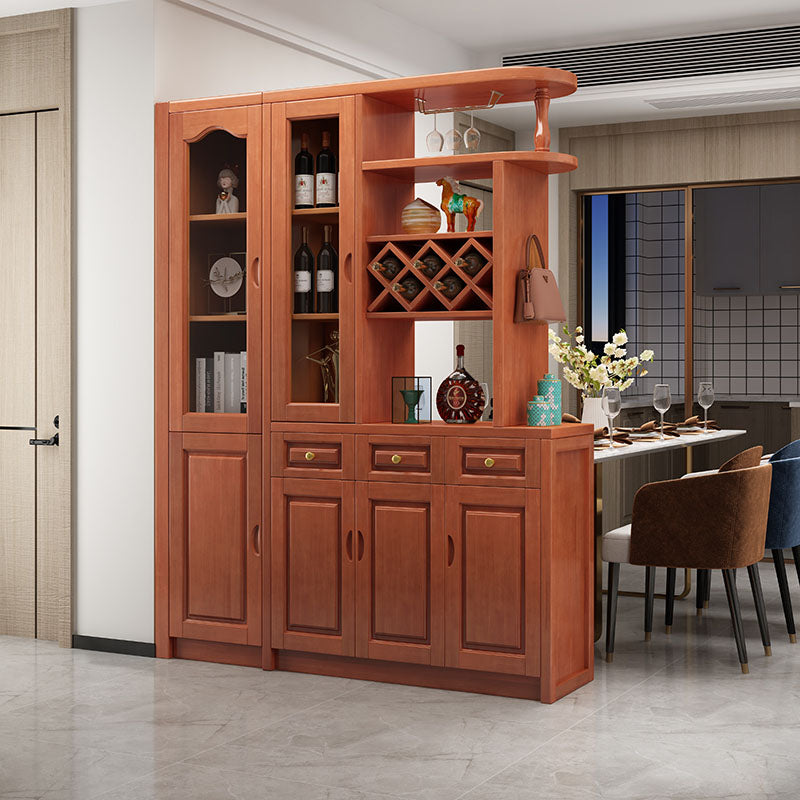 3-drawer Solid Wood Cabinet 15.74" Wide Accent Cabinet Doors 55"L x 16"W x 79"H Medium Wood Clearhalo 'Cabinets & Chests' 'cabinets_chests' 'furn' 'furn_cabinets_chests' 'Furniture' 'Living Room Furniture' 7823648