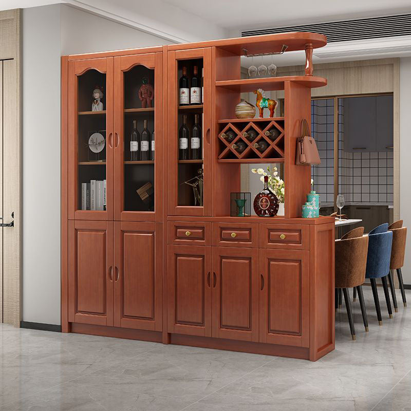 3-drawer Solid Wood Cabinet 15.74" Wide Accent Cabinet Doors 71"L x 16"W x 79"H Medium Wood Clearhalo 'Cabinets & Chests' 'cabinets_chests' 'furn' 'furn_cabinets_chests' 'Furniture' 'Living Room Furniture' 7823652