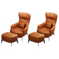 Fauteuil accent orange contemporain avec cadre en bois massif et pattes en métal