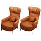 Fauteuil accent orange contemporain avec cadre en bois massif et pattes en métal