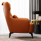 Fauteuil accent orange contemporain avec cadre en bois massif et pattes en métal