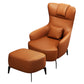 Fauteuil accent orange contemporain avec cadre en bois massif et pattes en métal