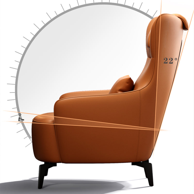 Fauteuil accent orange contemporain avec cadre en bois massif et pattes en métal