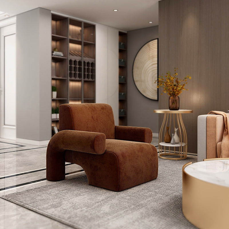 Moderne wollen blend accent fauteuil met strakke rug voor woonkamer