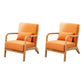 Scandinavian Basic Four Leg Armchair Solid Wood Living Room Armchair Orange Cotton and Linen 2 Piece Set Clearhalo 'Accent Chairs' 'accent_chairs' 'Chairs & Seating' 'furn' 'furn_accent_chairs' 'Furniture' 'Living Room Furniture' 7823816