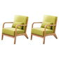 Scandinavian Basic Four Leg Armchair Solid Wood Living Room Armchair Pea Green Cotton and Linen 2 Piece Set Clearhalo 'Accent Chairs' 'accent_chairs' 'Chairs & Seating' 'furn' 'furn_accent_chairs' 'Furniture' 'Living Room Furniture' 7823819
