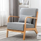 Scandinavian Basic Four Leg Armchair Solid Wood Living Room Armchair Light Gray Cotton and Linen 1 Piece Clearhalo 'Accent Chairs' 'accent_chairs' 'Chairs & Seating' 'furn' 'furn_accent_chairs' 'Furniture' 'Living Room Furniture' 7823822