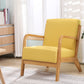 Scandinavian Basic Four Leg Armchair Solid Wood Living Room Armchair Yellow Cotton and Linen 1 Piece Clearhalo 'Accent Chairs' 'accent_chairs' 'Chairs & Seating' 'furn' 'furn_accent_chairs' 'Furniture' 'Living Room Furniture' 7823825