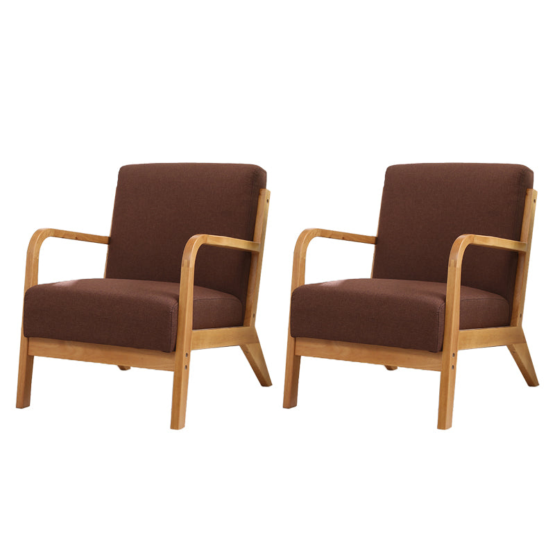 Scandinavian Basic Four Leg Armchair Solid Wood Living Room Armchair Coffee Cotton and Linen 2 Piece Set Clearhalo 'Accent Chairs' 'accent_chairs' 'Chairs & Seating' 'furn' 'furn_accent_chairs' 'Furniture' 'Living Room Furniture' 7823830