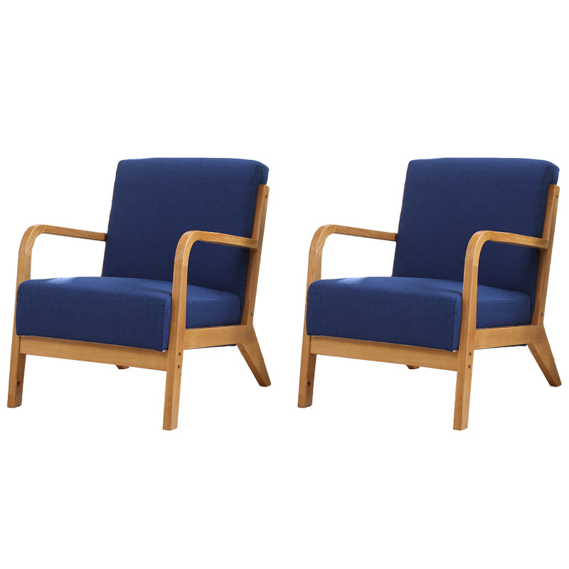 Scandinavian Basic Four Leg Armchair Solid Wood Living Room Armchair Royal Blue Cotton and Linen 2 Piece Set Clearhalo 'Accent Chairs' 'accent_chairs' 'Chairs & Seating' 'furn' 'furn_accent_chairs' 'Furniture' 'Living Room Furniture' 7823832