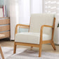 Scandinavian Basic Four Leg Armchair Solid Wood Living Room Armchair Off-White Cotton and Linen 1 Piece Clearhalo 'Accent Chairs' 'accent_chairs' 'Chairs & Seating' 'furn' 'furn_accent_chairs' 'Furniture' 'Living Room Furniture' 7823833