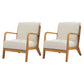 Scandinavian Basic Four Leg Armchair Solid Wood Living Room Armchair Off-White Cotton and Linen 2 Piece Set Clearhalo 'Accent Chairs' 'accent_chairs' 'Chairs & Seating' 'furn' 'furn_accent_chairs' 'Furniture' 'Living Room Furniture' 7823834