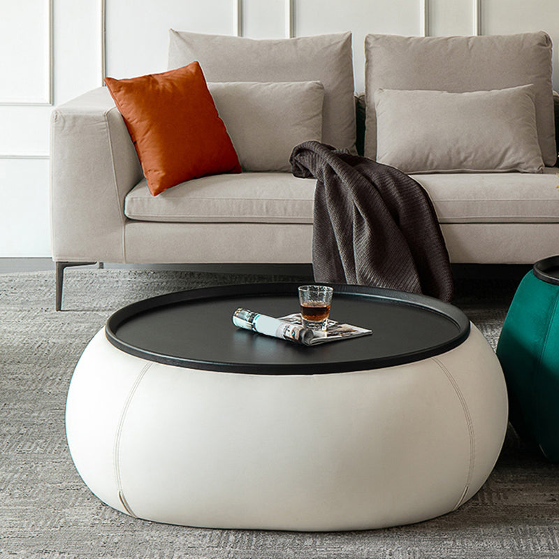 Zeitgenössischer runder hölzerner schwarzer Kaffee -Cocktailtisch mit Lagerung