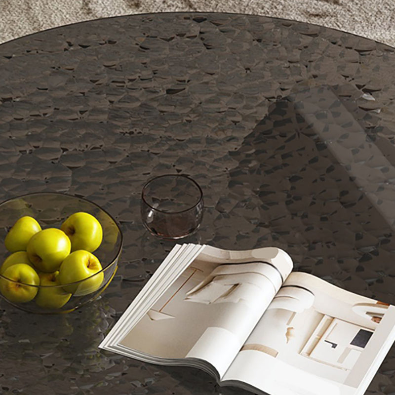 9"H Single Round Black Marble Coffee Cocktail Table with Glass Top Clearhalo 'Coffee & Accent Tables' 'Coffee Tables' 'coffee_tables' 'furn' 'furn_coffee_tables' 'Furniture' 'Living Room Furniture' 7824718