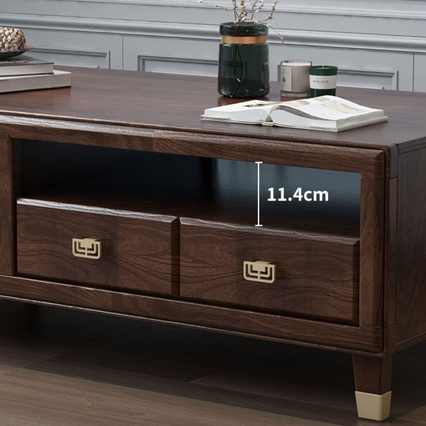 ミッドセンチュリーモダンソリッドウッドシングル長方形のコーヒーカクテルテーブル