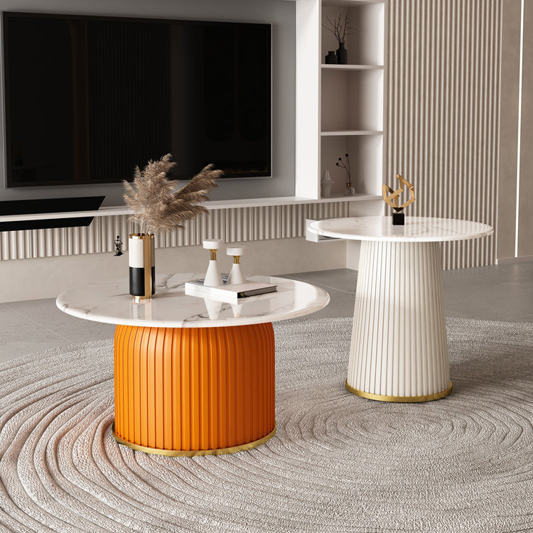 Pedestal blanco redondo Glam metal Mesa de cóctel con tapa de pizarra