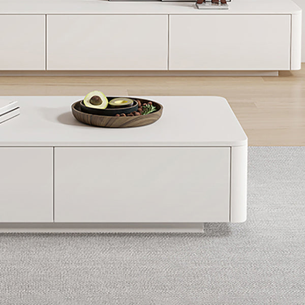 15"H Contemporary Single White Rectangular Coffee Cocktail Table with Storage