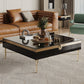 Glam 4 Legs Single Black Glass and Metal Coffee Or End Table