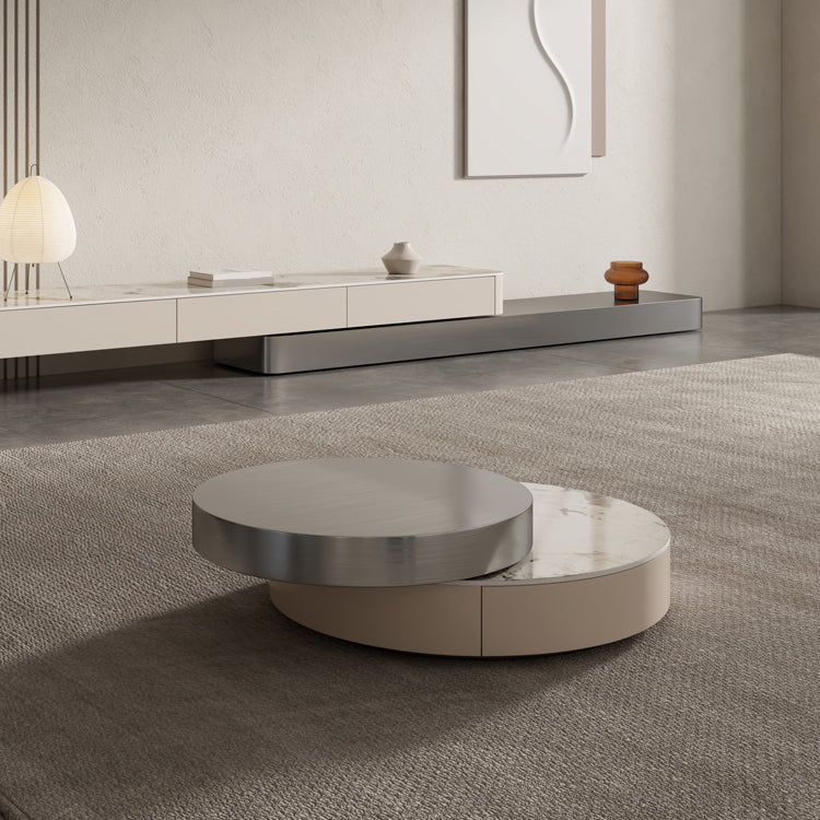 Block and Drum Contemporary Slate BlockHome Coffee Or End Table with Drawers