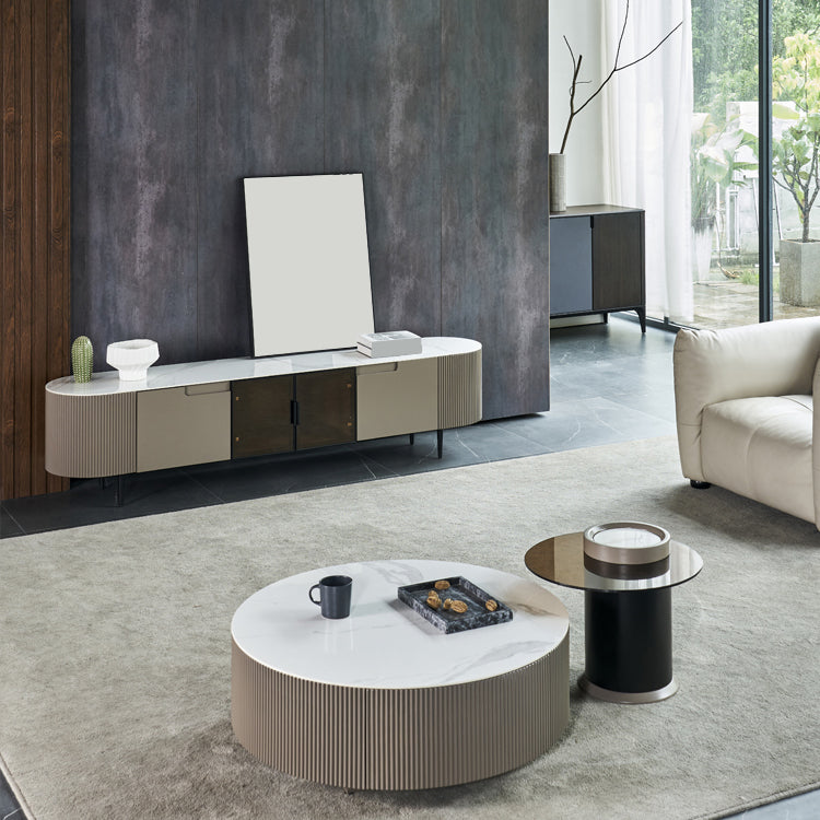 Witte leisteen slaapkamer rechthoek en ronde moderne koffie of eindtafel met opslag