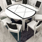 Modern Extendable Round Glass Top Dining Table with Solid Wood Legs Clearhalo 'Dining Tables & Seating' 'Dining Tables' 'dining_table' 'furn' 'furn_dining_table' 'Furniture' 'Kitchen & Dining Furniture' 7824984