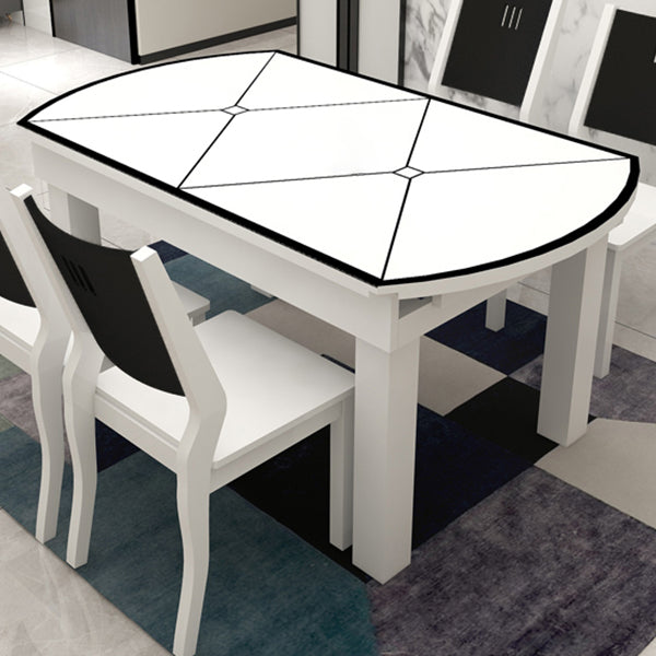 Modern Extendable Round Glass Top Dining Table with Solid Wood Legs Clearhalo 'Dining Tables & Seating' 'Dining Tables' 'dining_table' 'furn' 'furn_dining_table' 'Furniture' 'Kitchen & Dining Furniture' 7824985