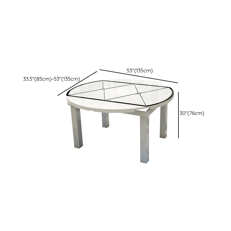 Modern Extendable Round Glass Top Dining Table with Solid Wood Legs Clearhalo 'Dining Tables & Seating' 'Dining Tables' 'dining_table' 'furn' 'furn_dining_table' 'Furniture' 'Kitchen & Dining Furniture' 7824988