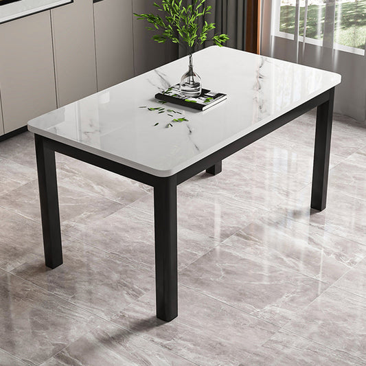 Modern Rectangular Glass Top Dining Table with White and Black 4 Foot Black Without Chairs