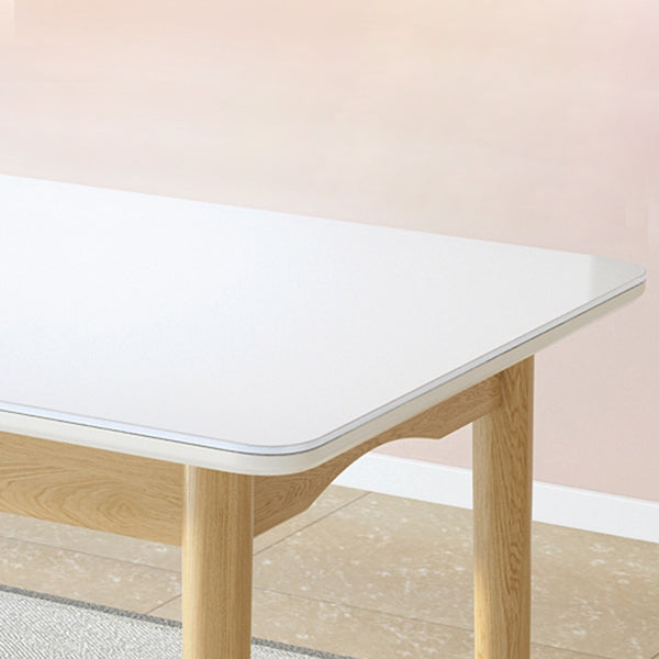 Tavolo da pranzo con vetro bianco rettangolo bianco contemporaneo con gambe