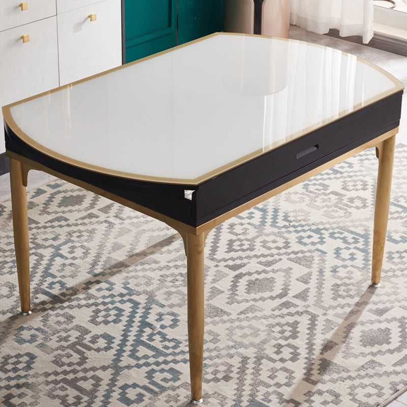 Tavolo da pranzo in vetro rotondo bianco contemporaneo con doppia foglia