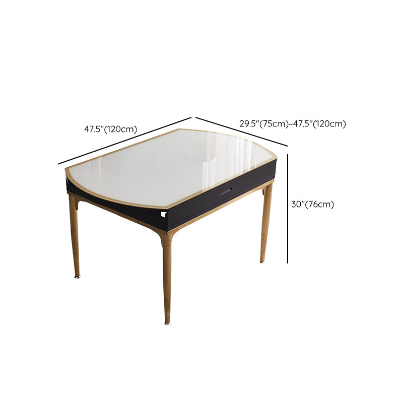 Tavolo da pranzo in vetro rotondo bianco contemporaneo con doppia foglia