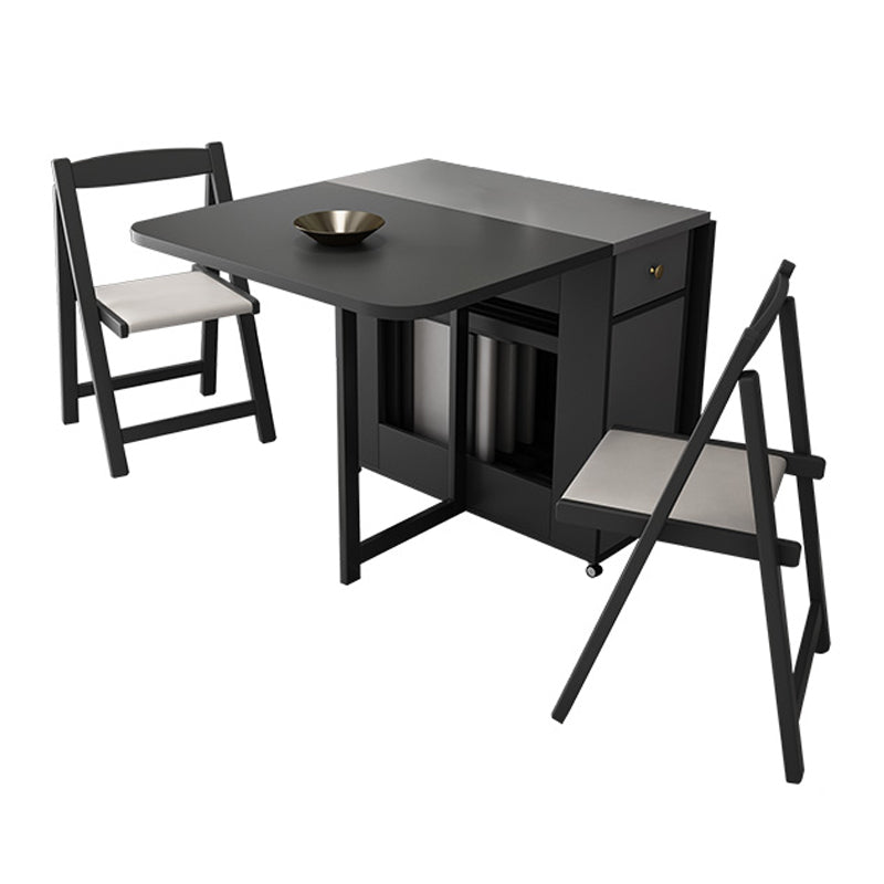 3/5/7 Pieces Modern Folding Solid Wood Multi Purpose Dining Set for Home Table & Chair(s) Grey 3 Piece Set Clearhalo 'Dining Room Sets' 'Dining Tables & Seating' 'dining_room_set' 'furn' 'furn_dining_room_set' 'Furniture' 'Kitchen & Dining Furniture' 7825328