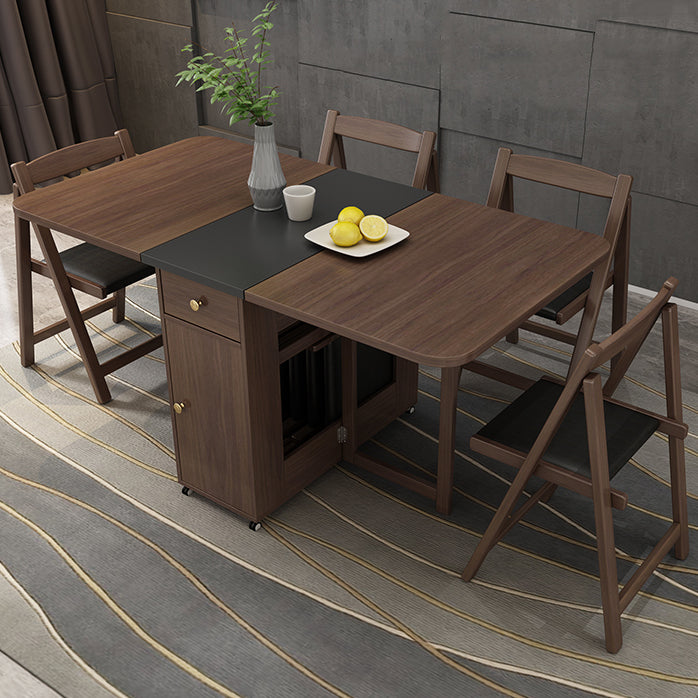 3/5/7 Pieces Modern Folding Solid Wood Multi Purpose Dining Set for Home Clearhalo 'Dining Room Sets' 'Dining Tables & Seating' 'dining_room_set' 'furn' 'furn_dining_room_set' 'Furniture' 'Kitchen & Dining Furniture' 7825329