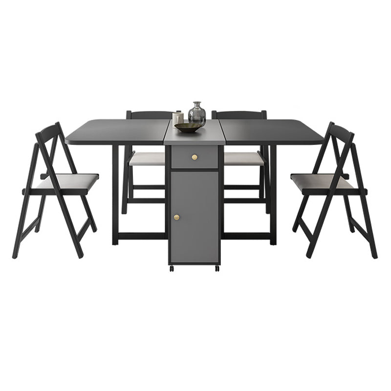 3/5/7 Pieces Modern Folding Solid Wood Multi Purpose Dining Set for Home Table & Chair(s) Grey 5 Piece Set Clearhalo 'Dining Room Sets' 'Dining Tables & Seating' 'dining_room_set' 'furn' 'furn_dining_room_set' 'Furniture' 'Kitchen & Dining Furniture' 7825330