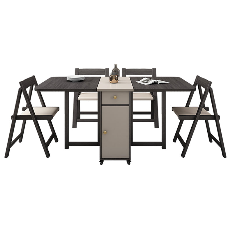 3/5/7 Pieces Modern Folding Solid Wood Multi Purpose Dining Set for Home Table & Chair(s) Khaki 5 Piece Set Clearhalo 'Dining Room Sets' 'Dining Tables & Seating' 'dining_room_set' 'furn' 'furn_dining_room_set' 'Furniture' 'Kitchen & Dining Furniture' 7825336