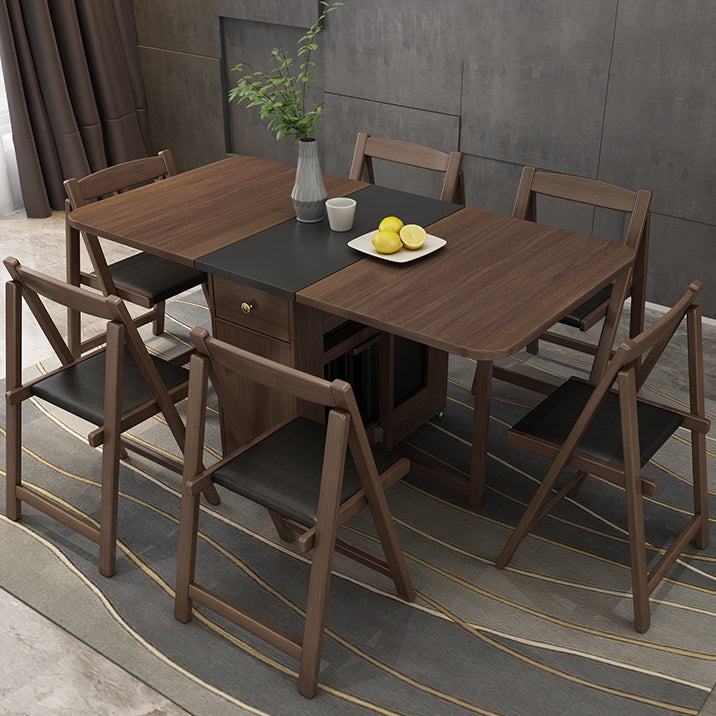 3/5/7 Pieces Modern Folding Solid Wood Multi Purpose Dining Set for Home Clearhalo 'Dining Room Sets' 'Dining Tables & Seating' 'dining_room_set' 'furn' 'furn_dining_room_set' 'Furniture' 'Kitchen & Dining Furniture' 7825337