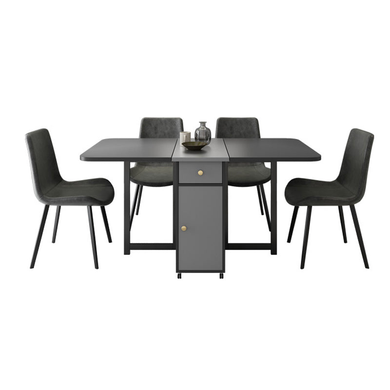 3/5/7 Pieces Modern Folding Solid Wood Multi Purpose Dining Set for Home Table & Chair(s) Gray Black 5 Piece Set Clearhalo 'Dining Room Sets' 'Dining Tables & Seating' 'dining_room_set' 'furn' 'furn_dining_room_set' 'Furniture' 'Kitchen & Dining Furniture' 7825345
