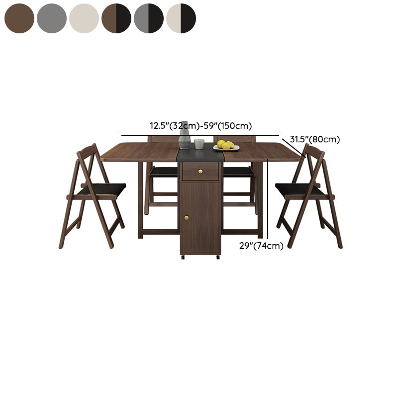 3/5/7 Pieces Modern Folding Solid Wood Multi Purpose Dining Set for Home Clearhalo 'Dining Room Sets' 'Dining Tables & Seating' 'dining_room_set' 'furn' 'furn_dining_room_set' 'Furniture' 'Kitchen & Dining Furniture' 7825352